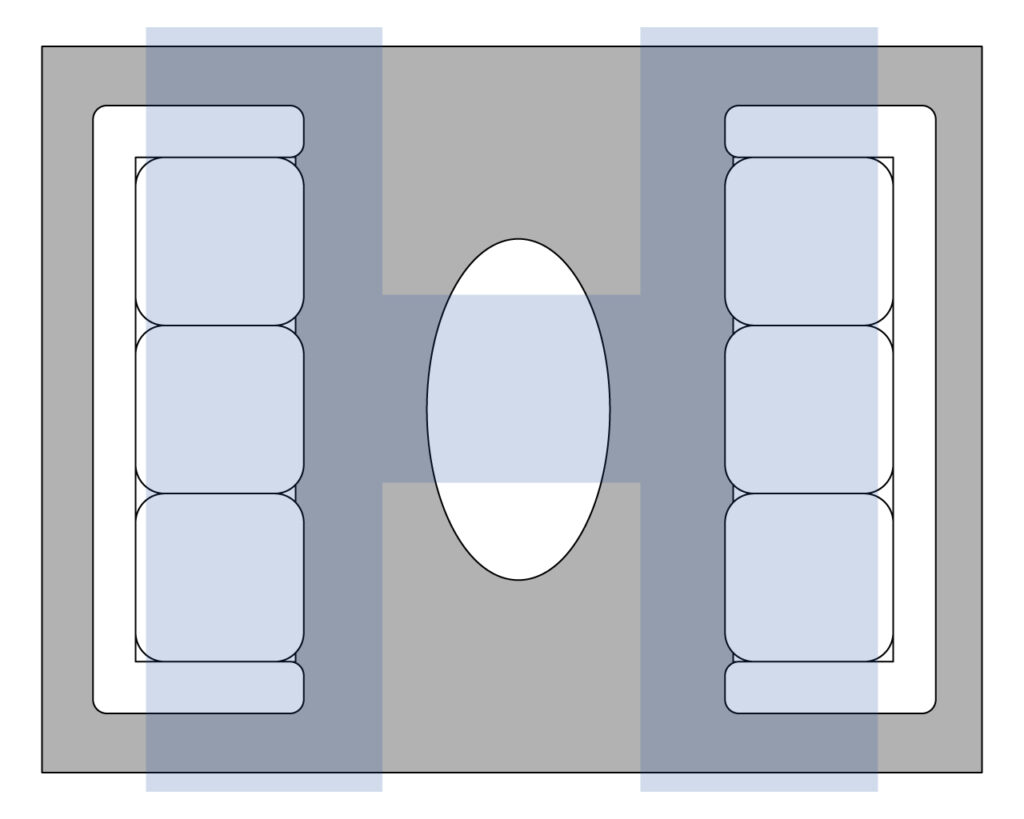 ソファセットの配置　H型