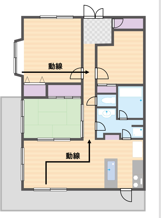 まずは動線を意識しよう 動線に基本的な考えはドアからドア／窓